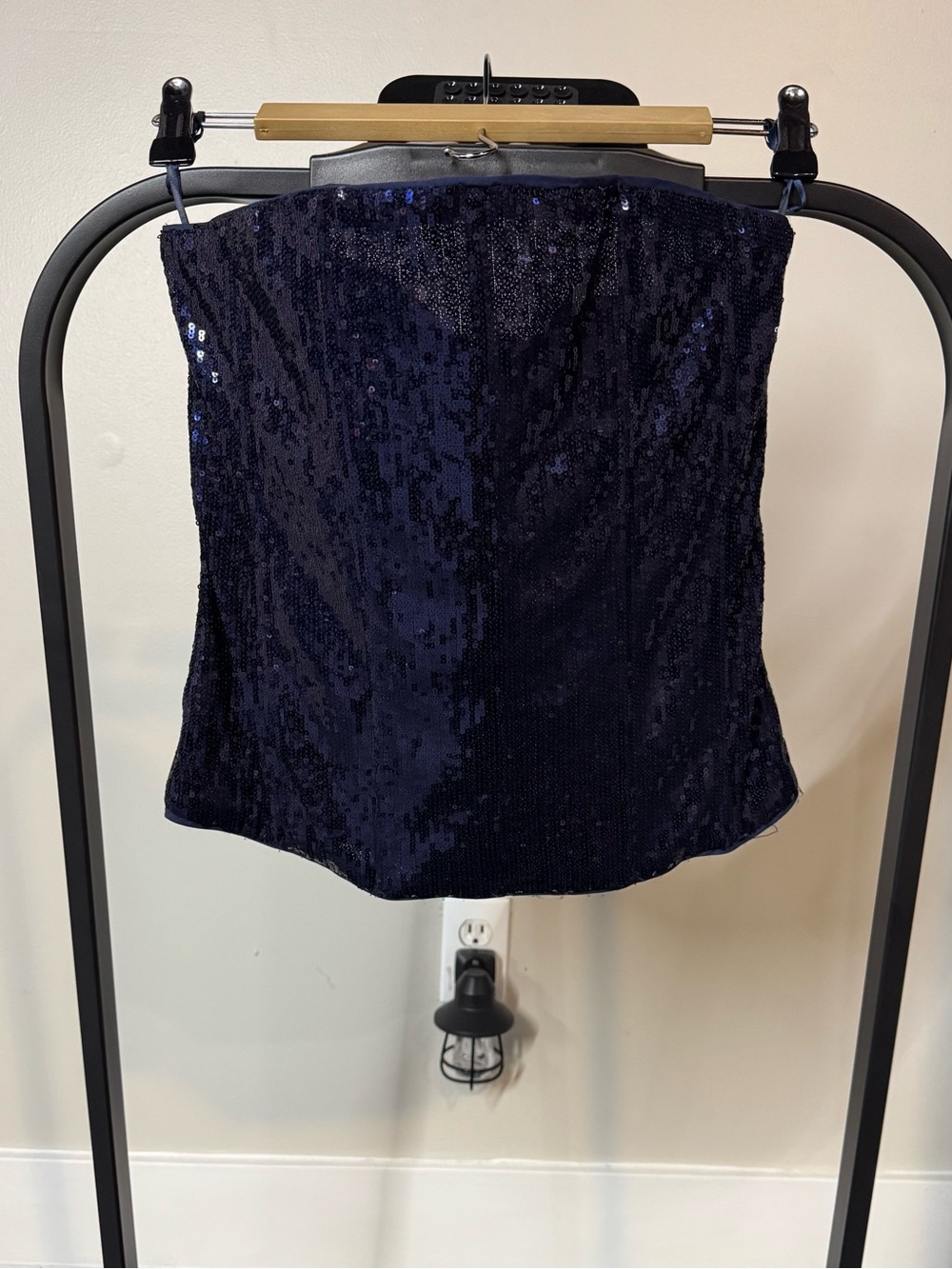 AKIRA Navy Sequin Strapless Tube Top